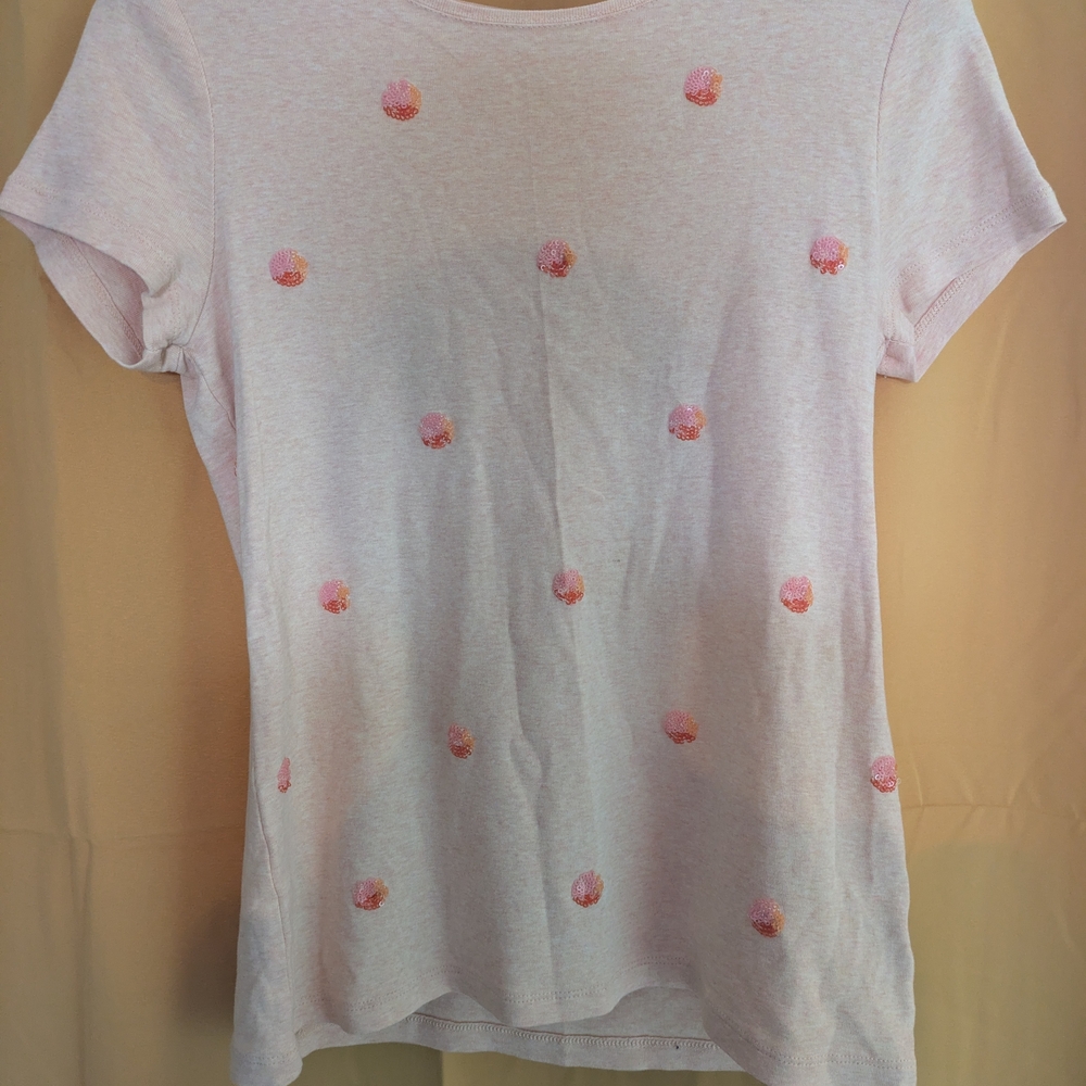 Talbots Light Pink Polka Dot Short Sleeve Tee